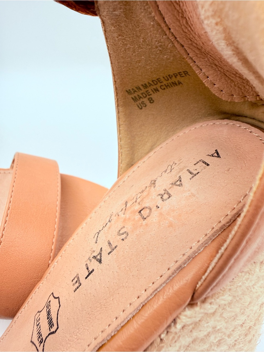 Altar’d State tan leather espadrille wedge sandals, - Picture 11 of 12